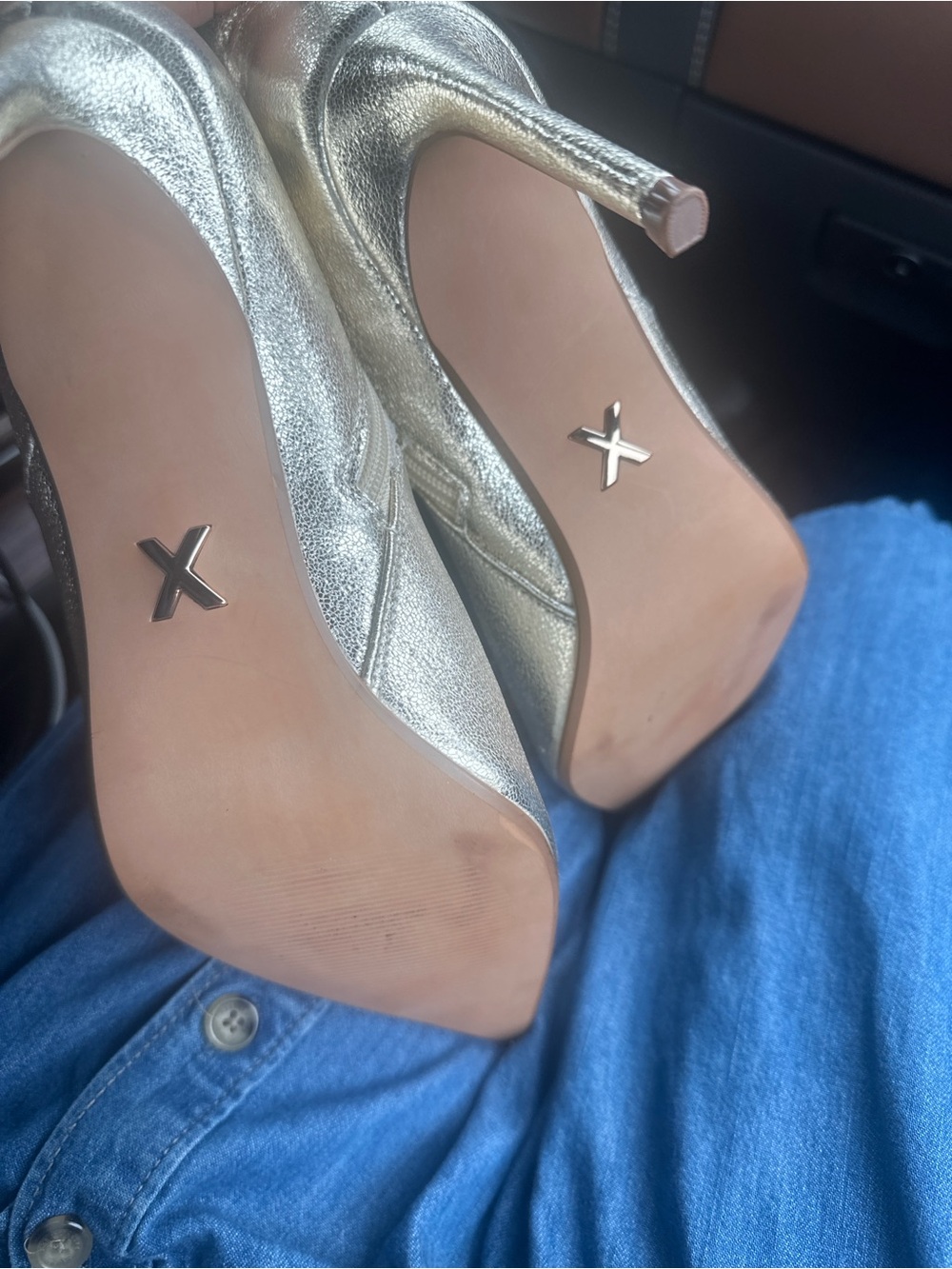 Express Gold Metallic Pointed-Toe Stiletto Ankle Boots - Picture 5 of 8
